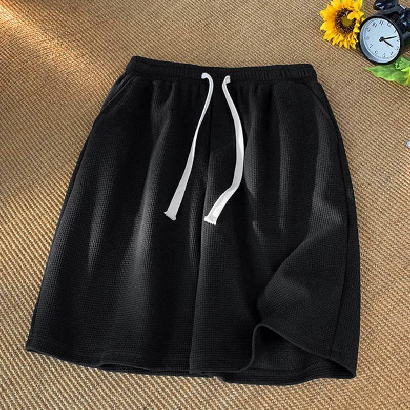 Drawstring Waist Plain Shorts Product Image