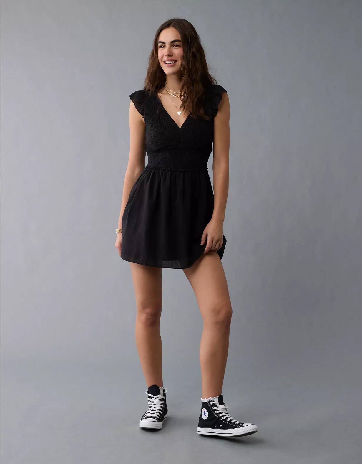 AE Smocked Flutter Sleeve Mini Dress Product Image