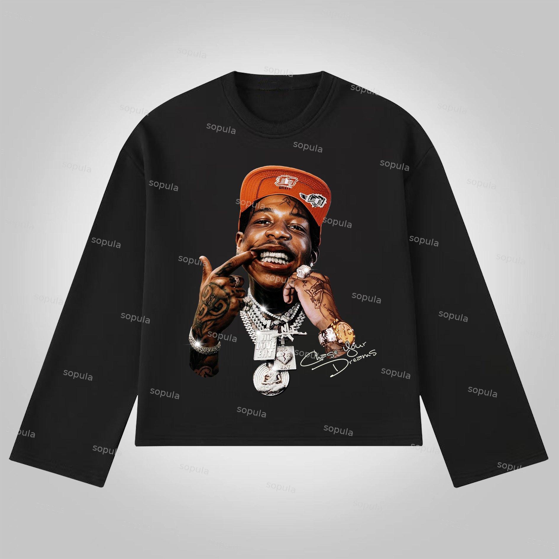 Sopula Portrait Graphics Of Street Fashion Figures Cotton Long Sleeve T-Shirt Product Image