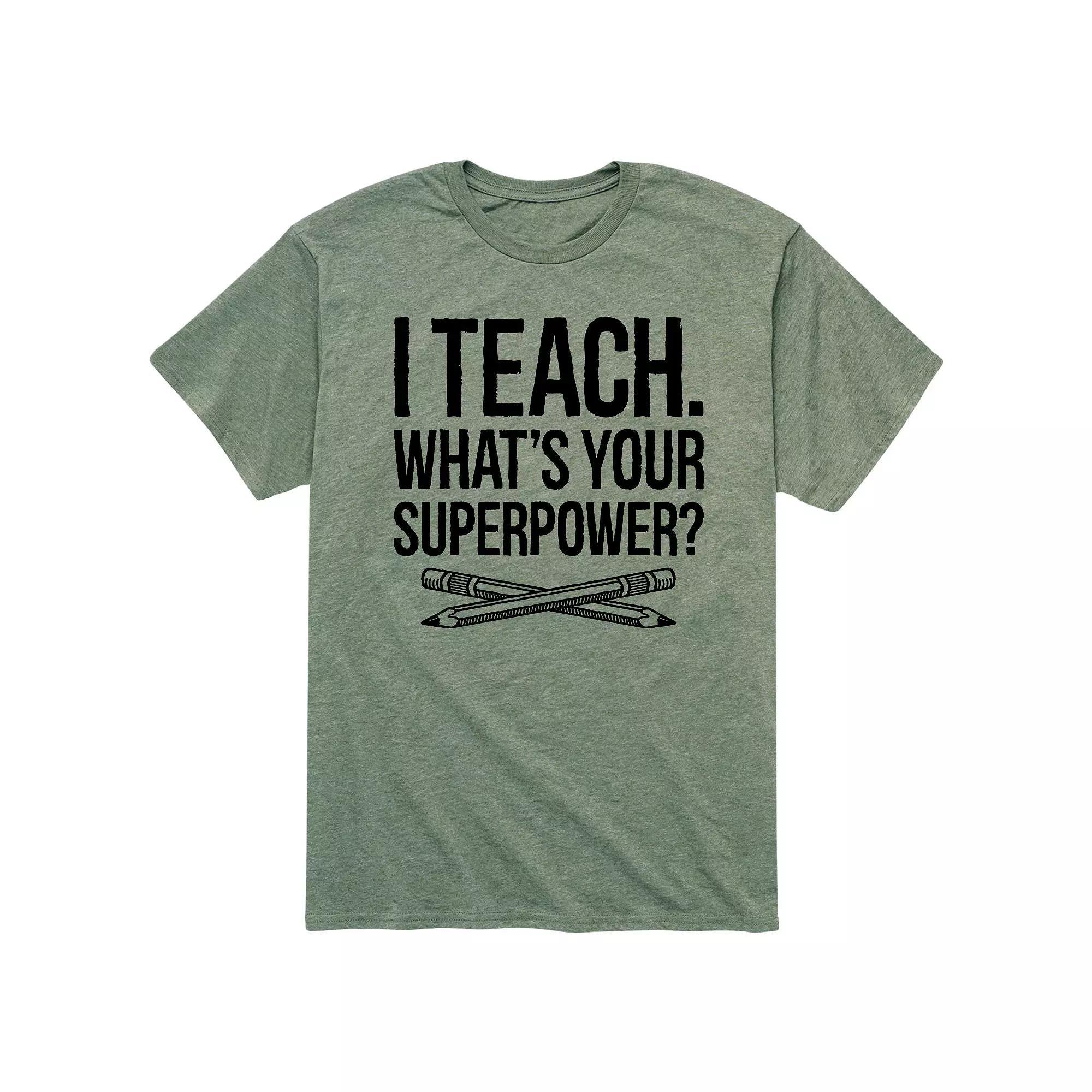 Men's I Teach Whats Your Superpower Tee, Size: Medium, Green Product Image