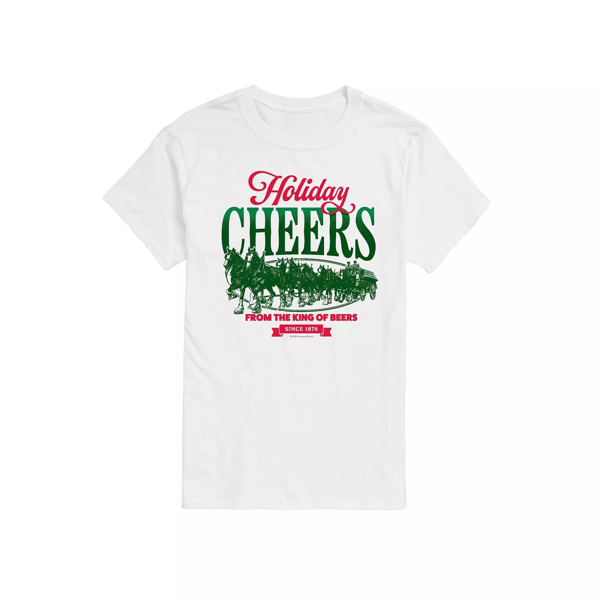 Men's Budweiser Clydesdales Holiday Cheers Graphic Tee, Size: Large, White Product Image