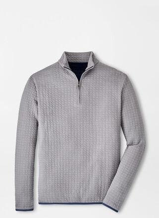 Peter Millar Mens Quad Quilted Quarter-Zip | Color: Gale Grey | Size: S Product Image