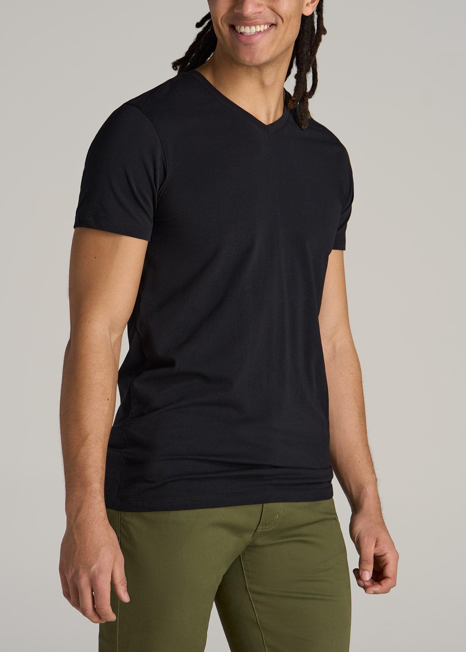 The Essential MODERN-FIT V-Neck Tee for Tall Men in Black Male Product Image