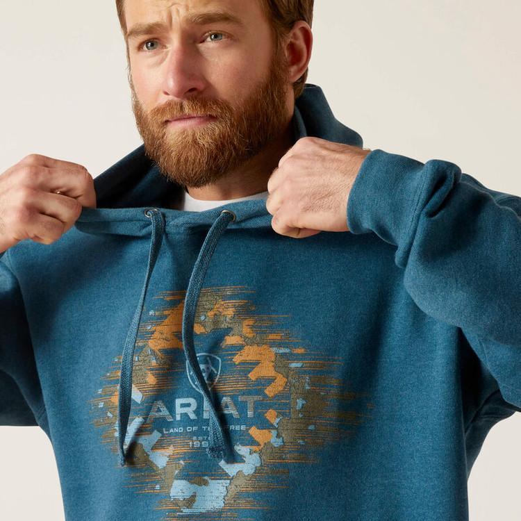 SALE Ariat® Men's Blue Southwest Logo Hoodie SIZE 2XL Product Image