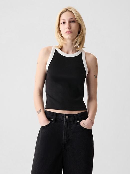 Modern Rib Cropped Halter Top Product Image