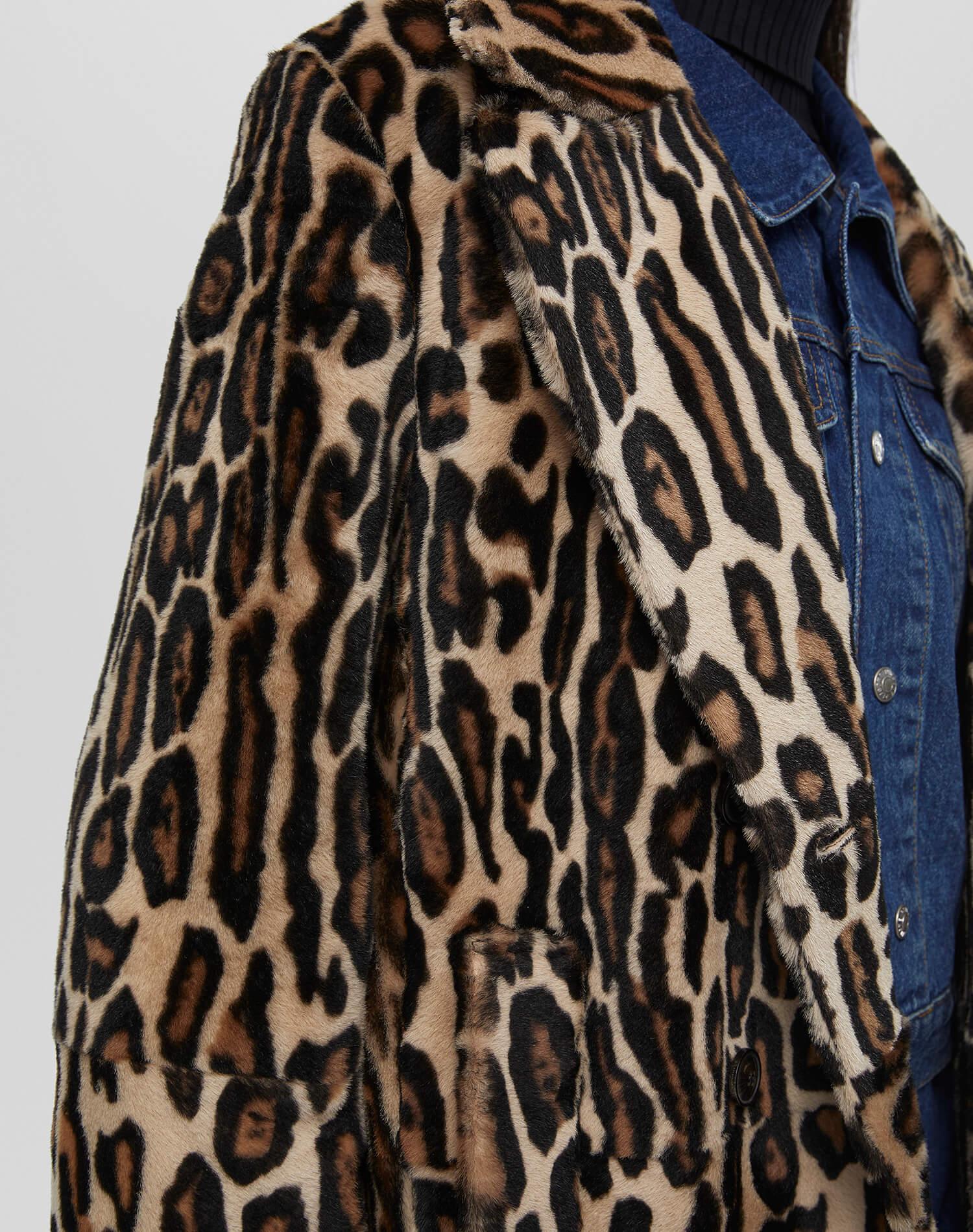 Leopard Shearling Peacoat - Leopard Print Female Product Image