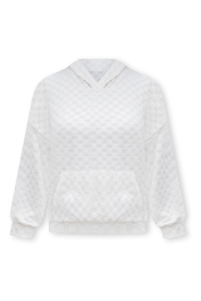 Holding On Ivory Brushed Knit Checkered Hoodie FINAL SALE Product Image