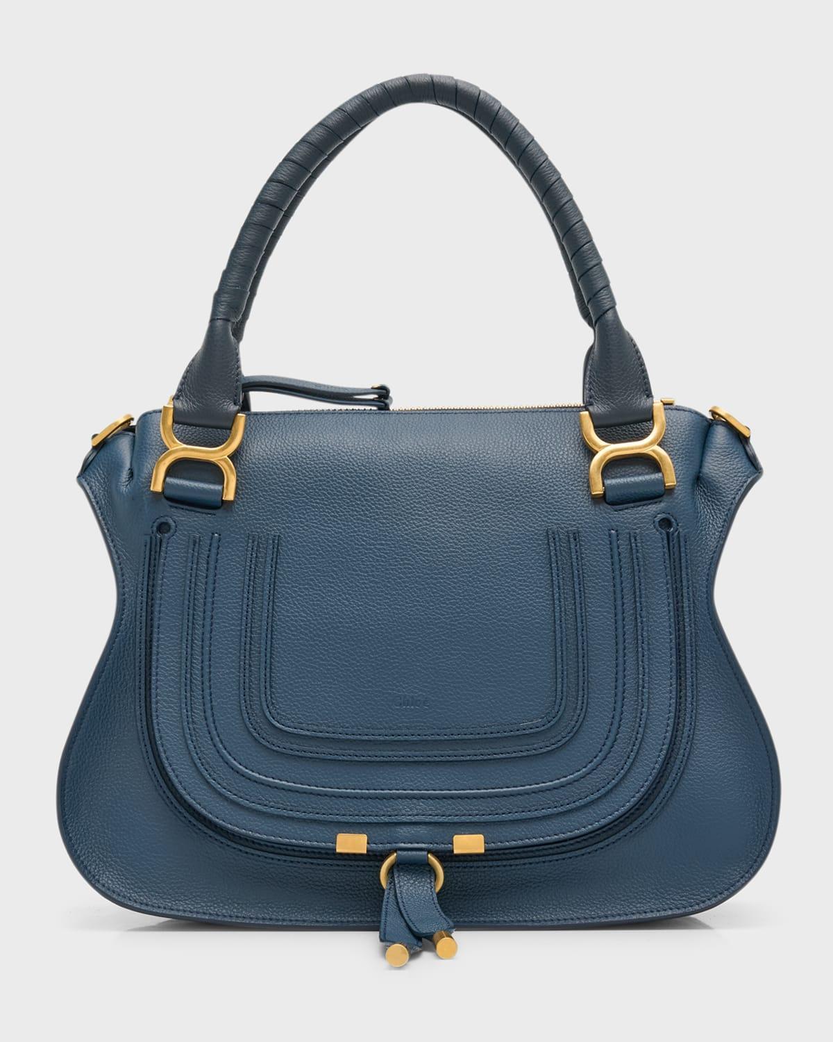 Marcie Medium Double Carry Satchel Bag in Grained Leather Product Image