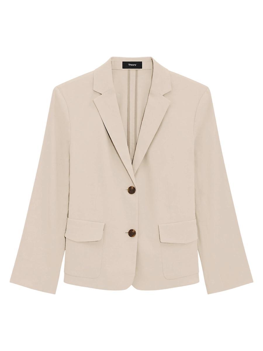 Womens Shrunken-Fit Single-Breasted Linen-Blend Jacket Product Image