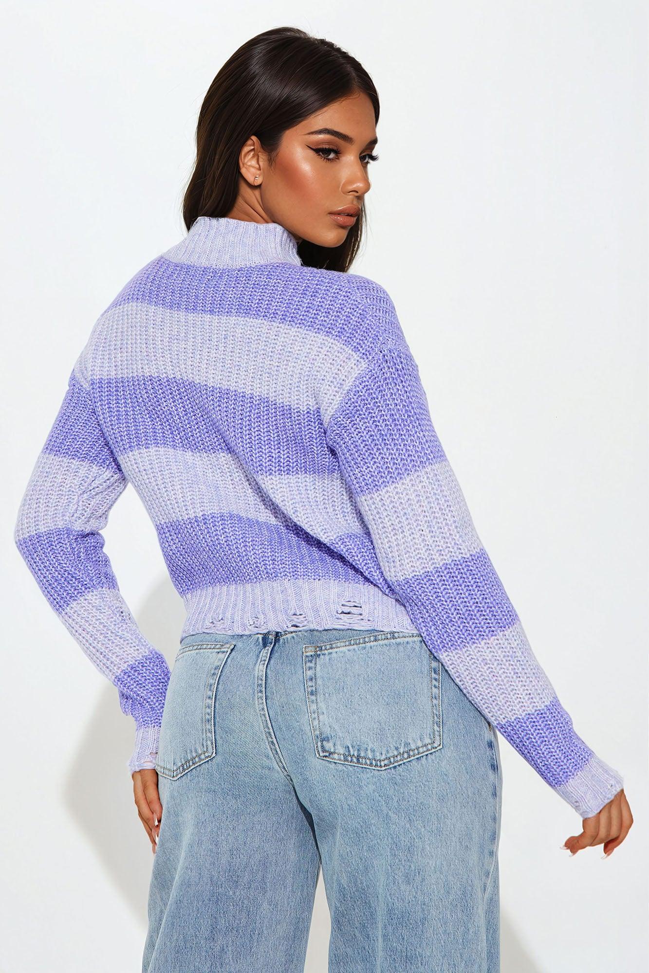 Seeing Things Striped Sweater - Purple/combo Product Image