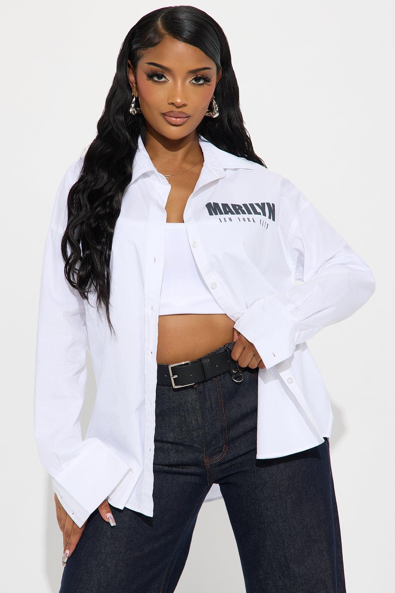 Marilyn Monroe Poplin Top - White Female Product Image