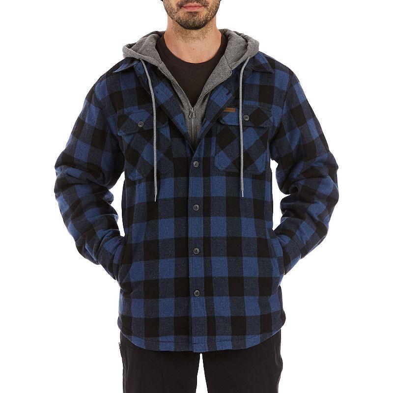 Mens Sherpa-Lined Hooded Flannel Shirt Jacket, Mens Product Image