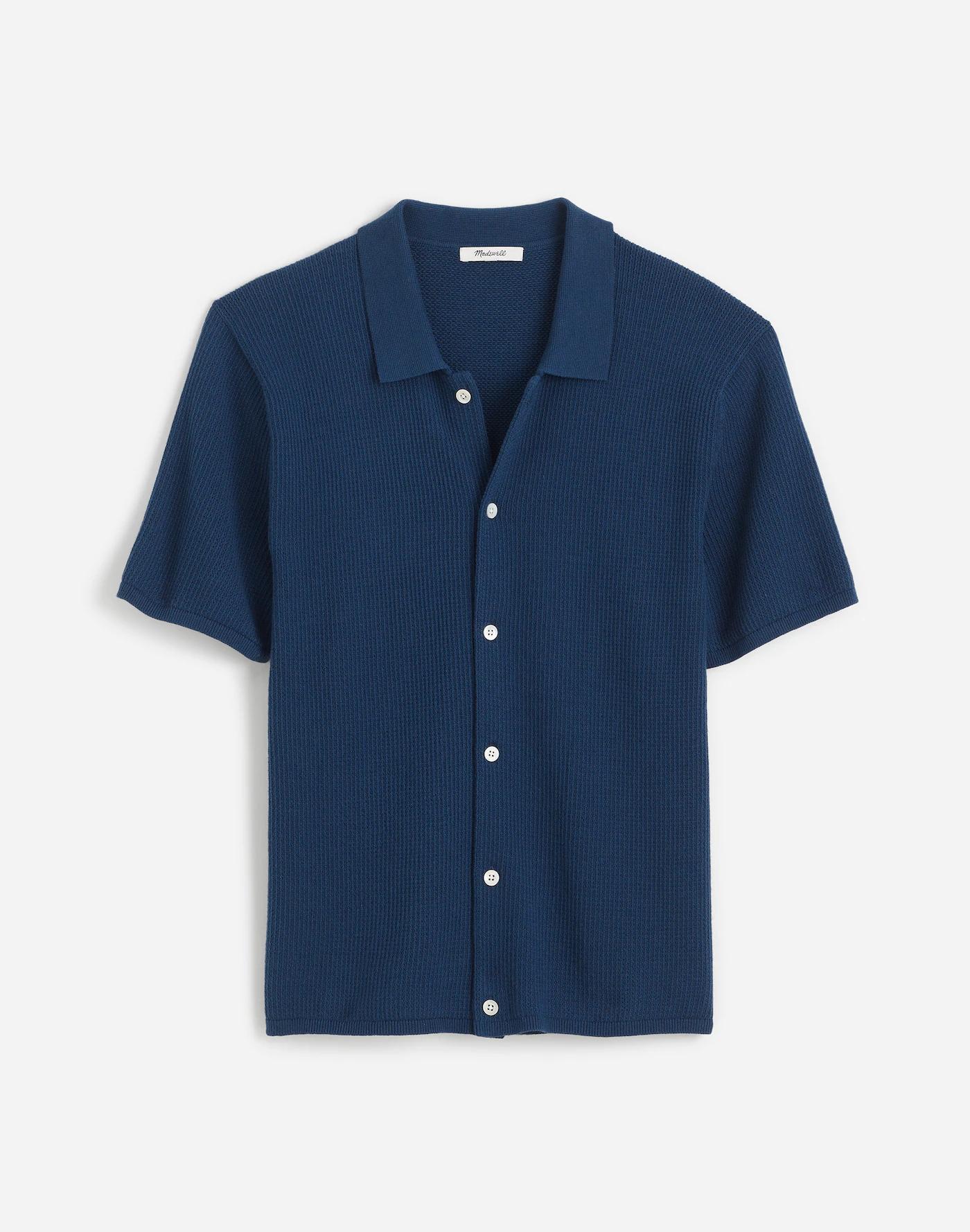 Tuck-Stitch Button-Up Sweater Polo Product Image