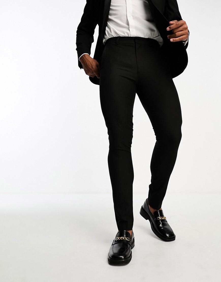 ASOS DESIGN skinny tuxedo suit pants in black Product Image