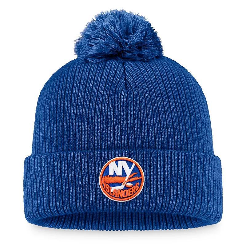 Men's Fanatics Branded Royal New York Islanders Core Primary Logo Cuffed Knit Hat with Pom, Isl Blue Product Image
