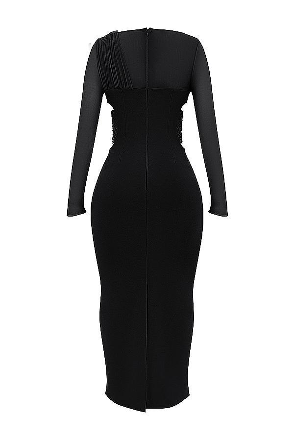 Zahra Black Plunge Maxi Dress Product Image