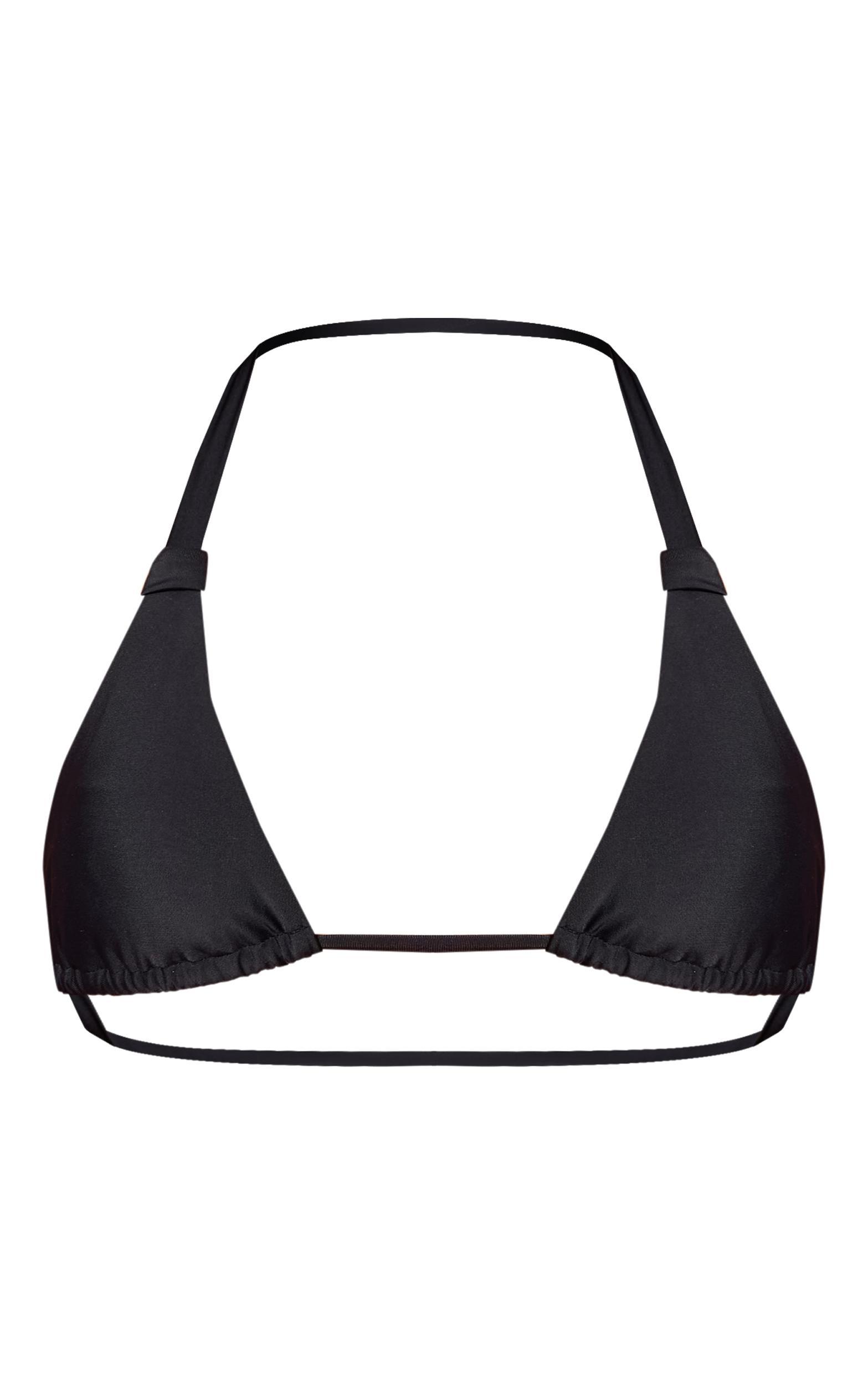 Black Thick Strap Micro Triangle Bikini Top Product Image