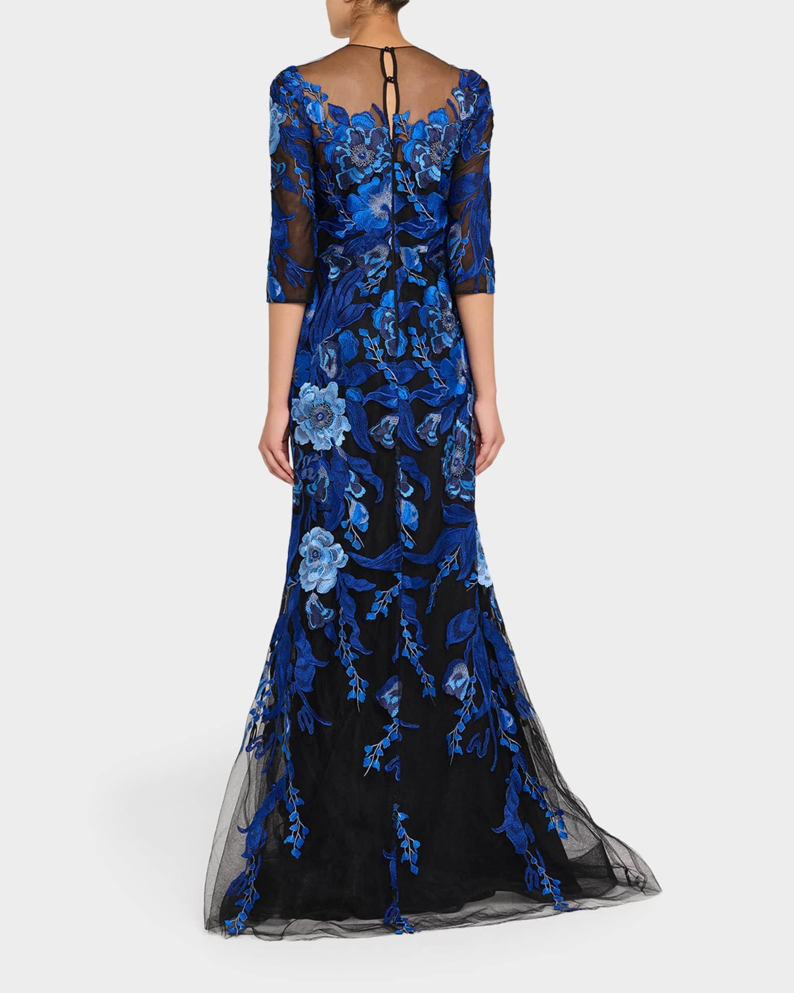 Floral Embroidered Tulle Gown  Product Image