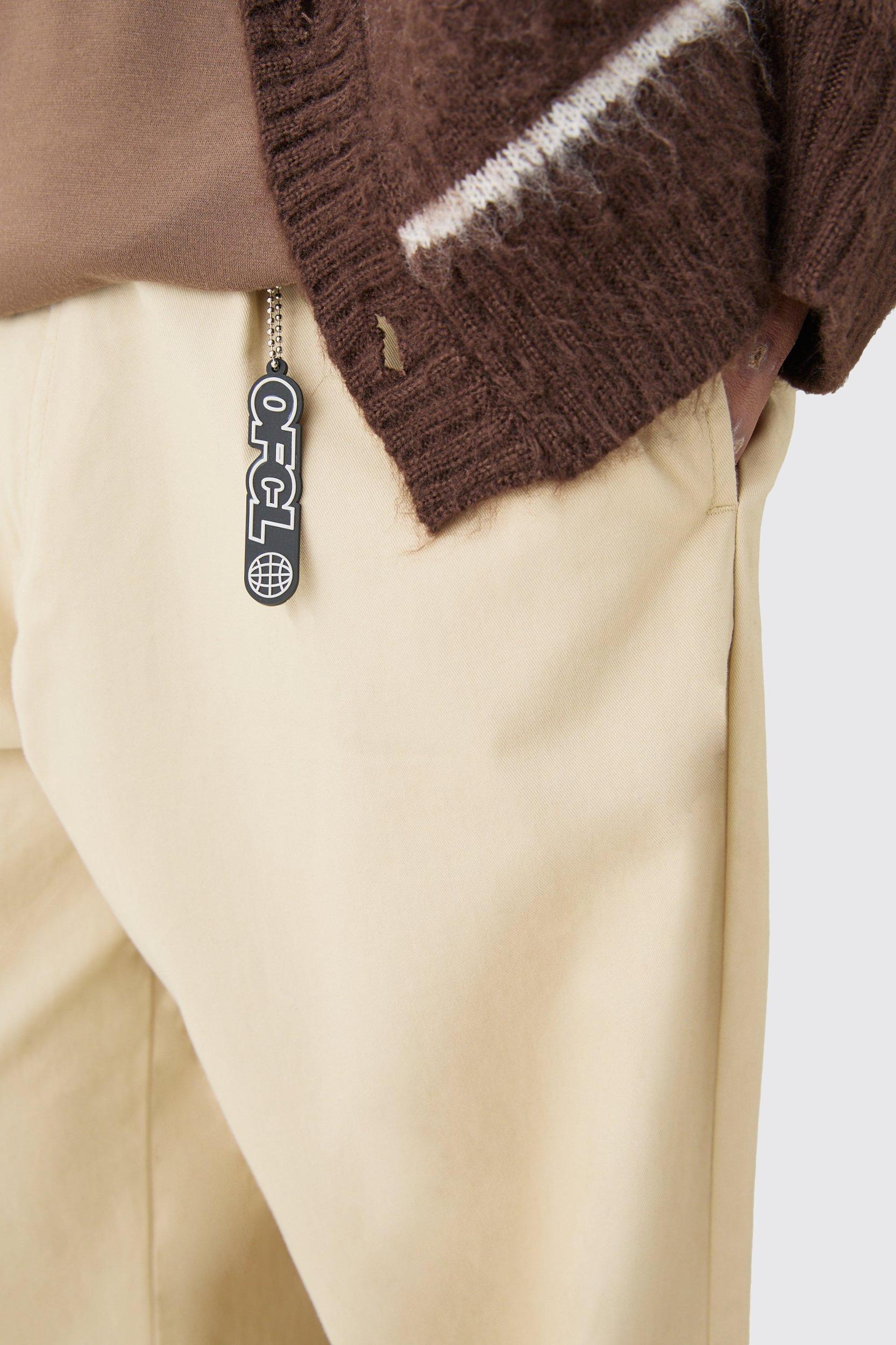 Fixed Waist Extreme Wide Fit Chino With Charm | boohooMAN USA Product Image