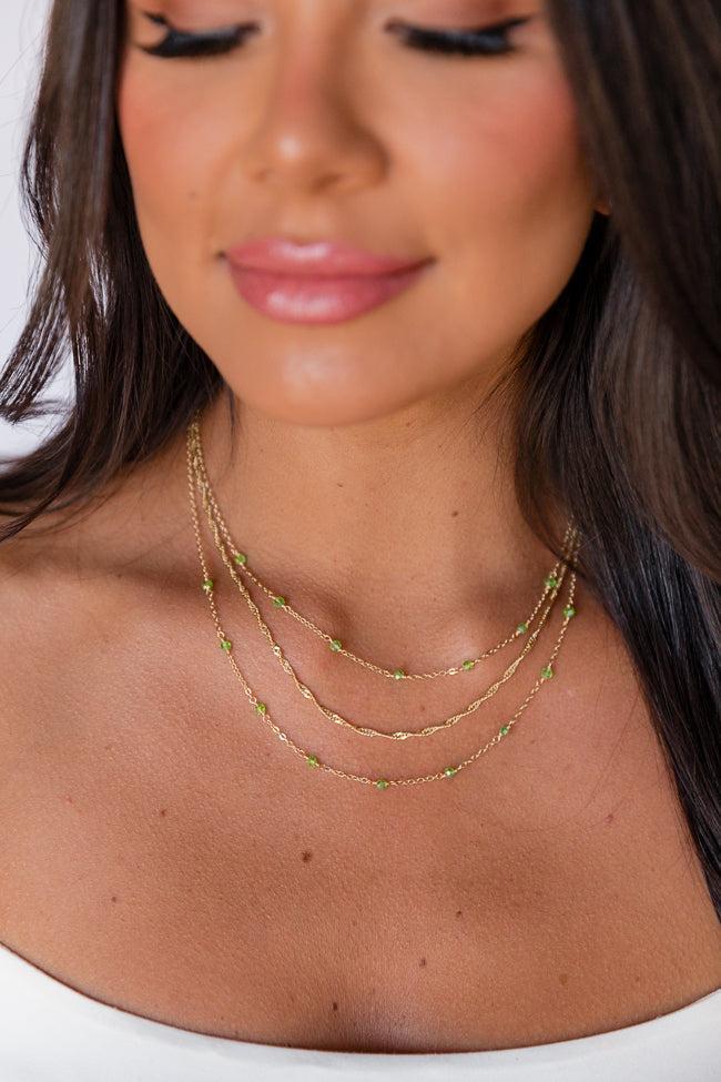 Green Beaded Layering Necklace SALE Product Image