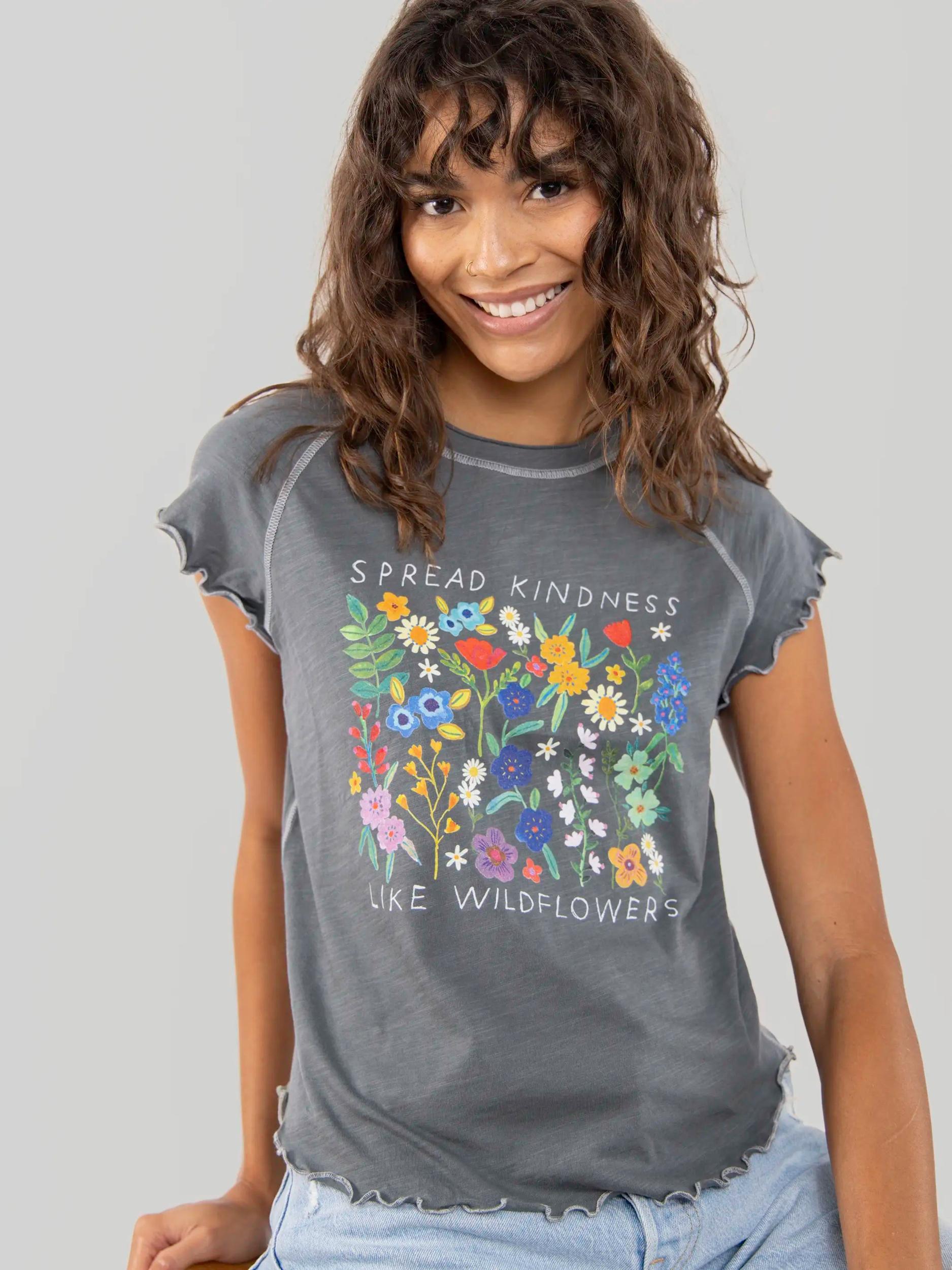 Lily Cotton Short Sleeve Tee Shirt - Spread Kindness Product Image