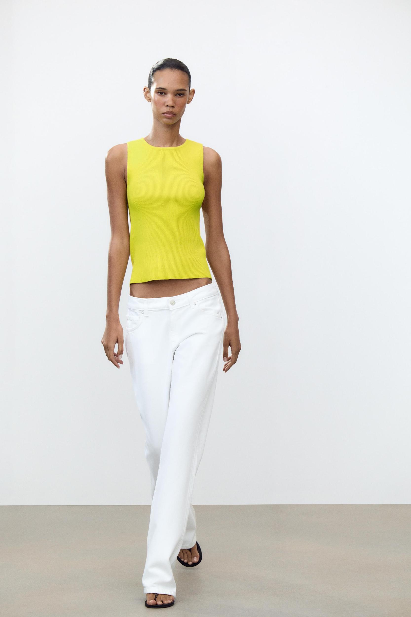 RIBBED KNIT TOP WITH LACED-UP BACK Product Image