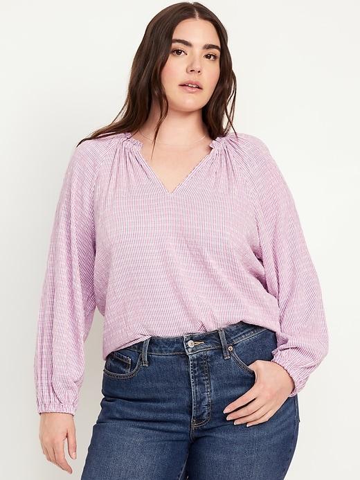 Ruffled Split-Neck Top Product Image