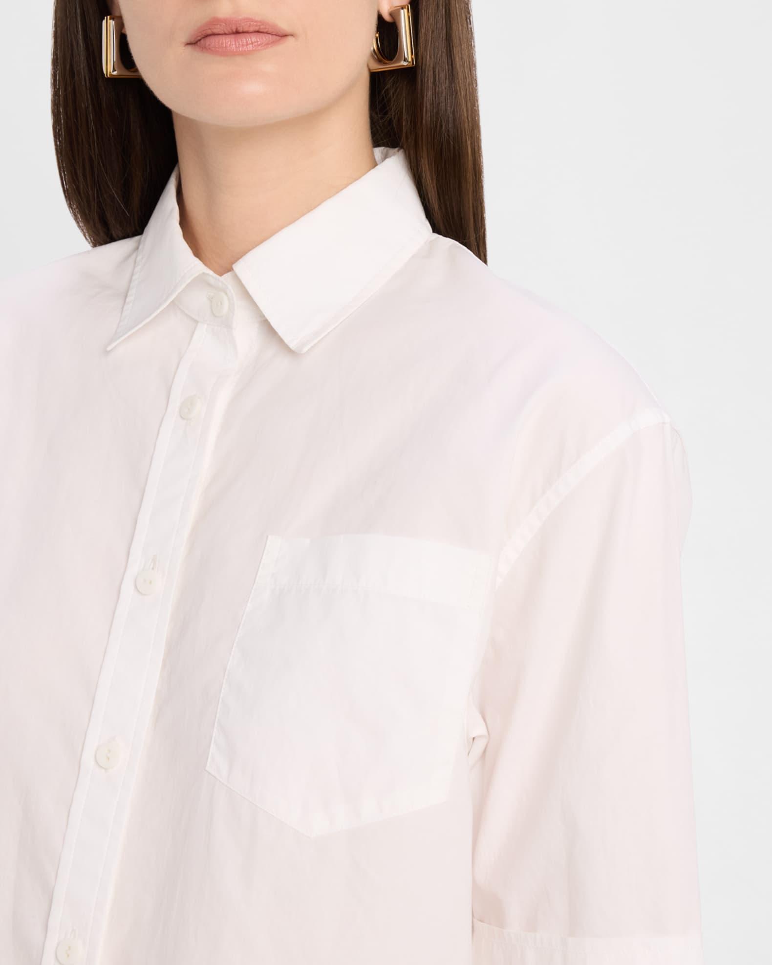 Cropped Oversized Button-Front Shirt  Product Image