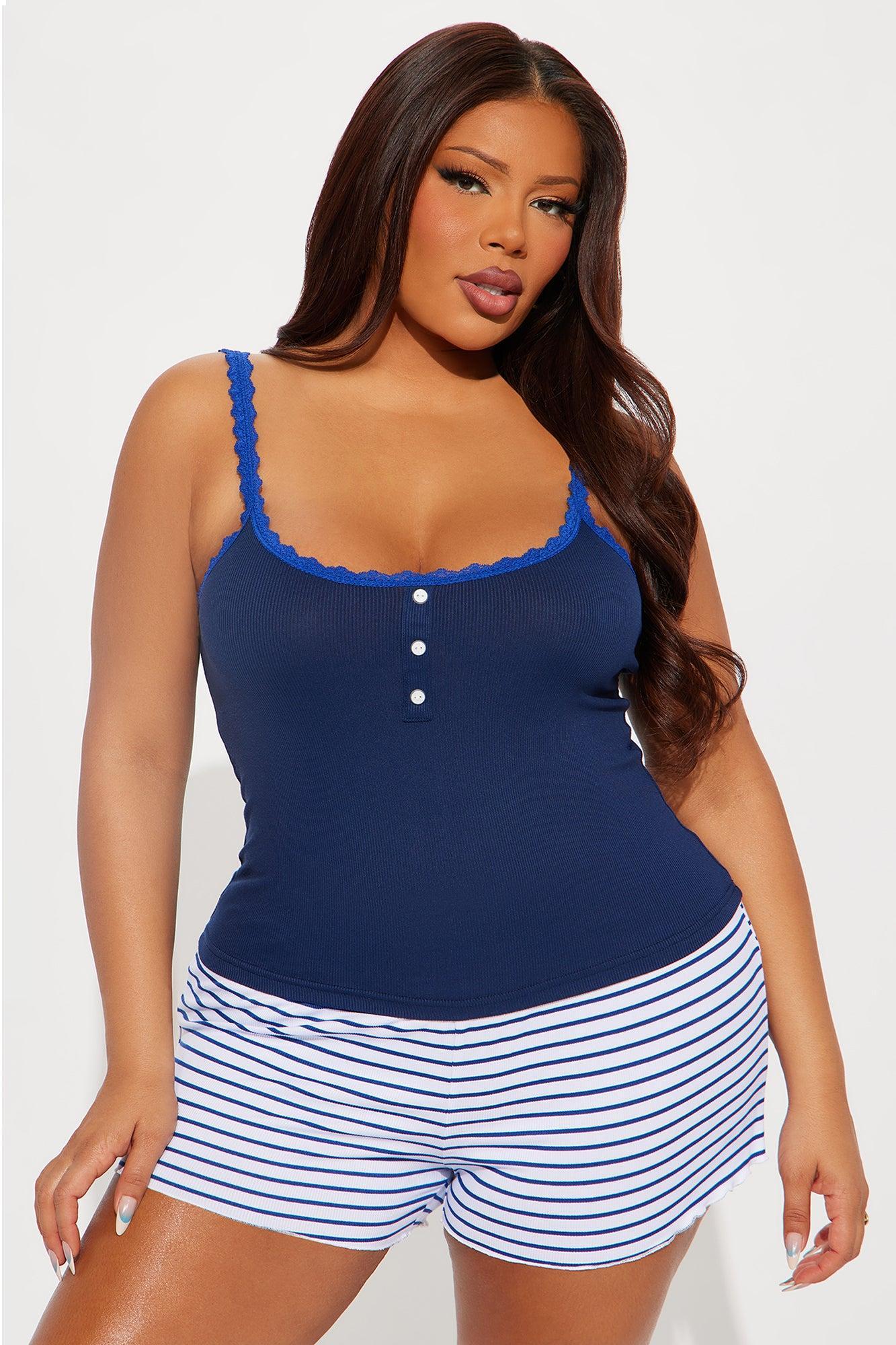 Always Naptime Ribbed Cami PJ Short Set - Navy Product Image