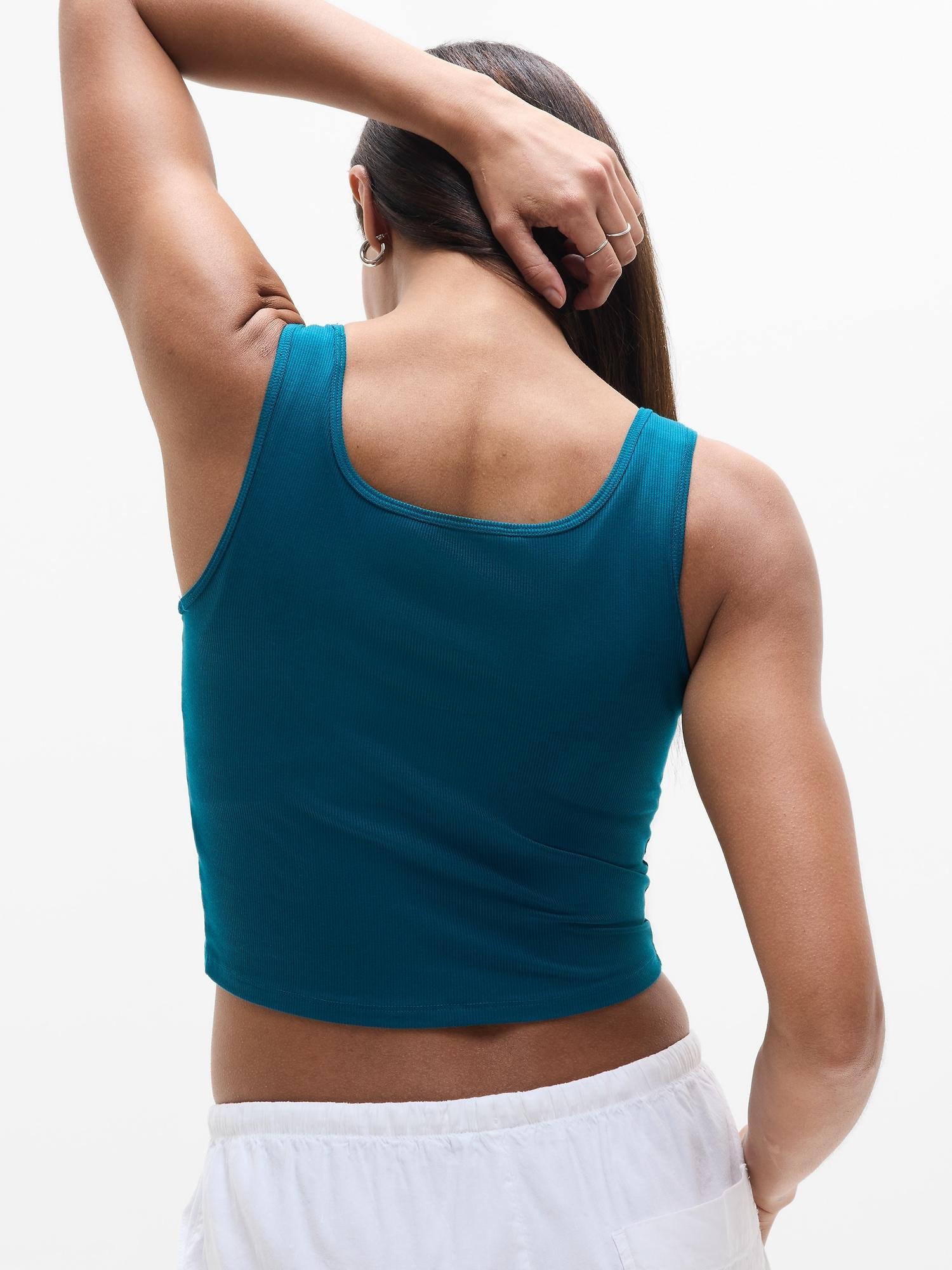 Signature Rib Square Neck Crop Tank Product Image