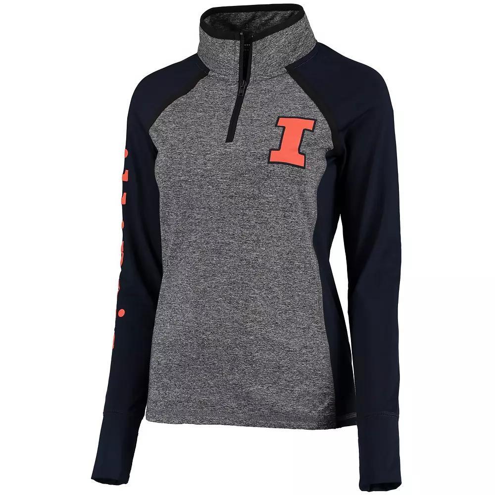 Women's Gray/Navy Illinois Fighting Illini Finalist Quarter-Zip Pullover Jacket, Size: Small, Grey Product Image