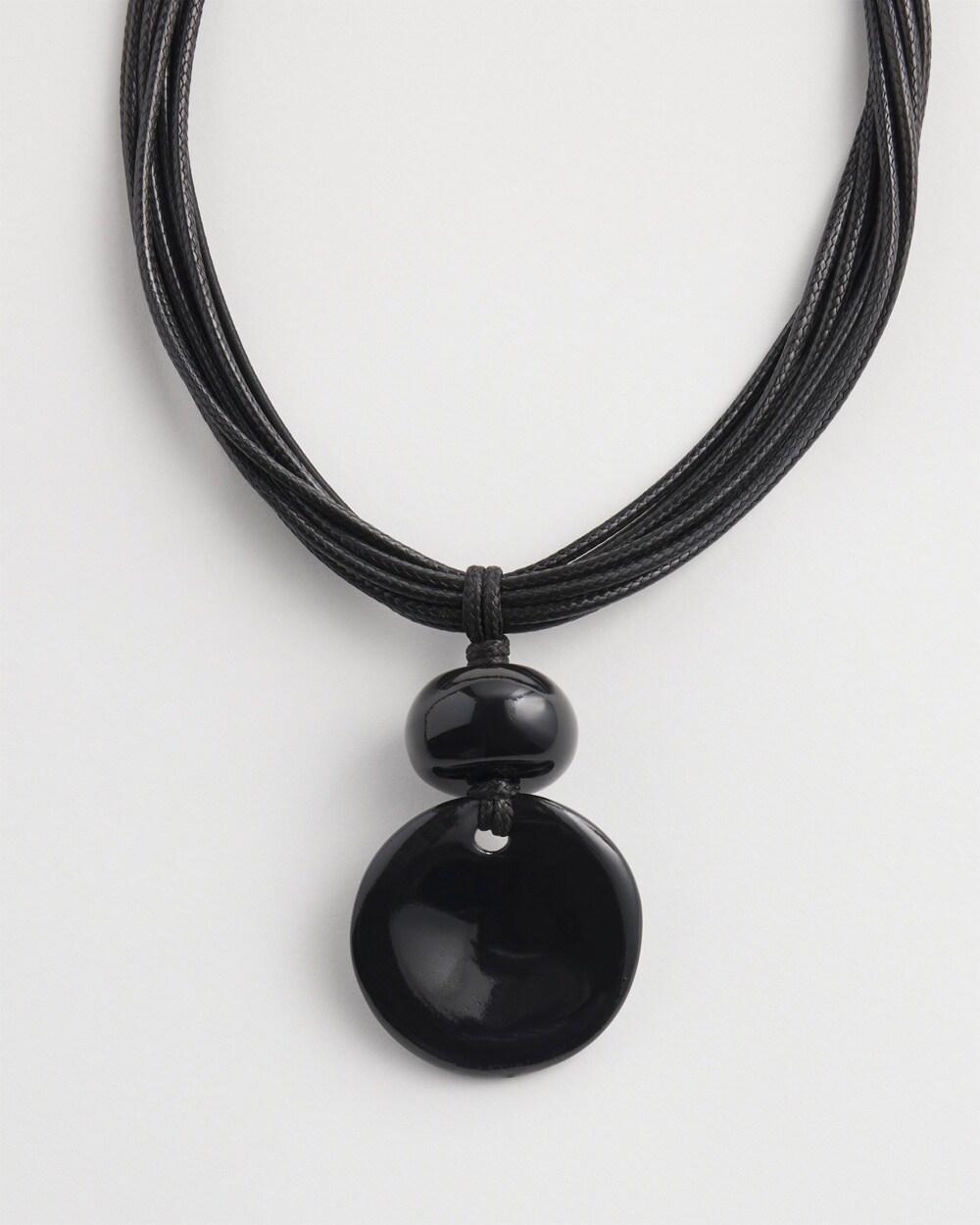 Multistrand Black Stone Pendant Necklace Product Image