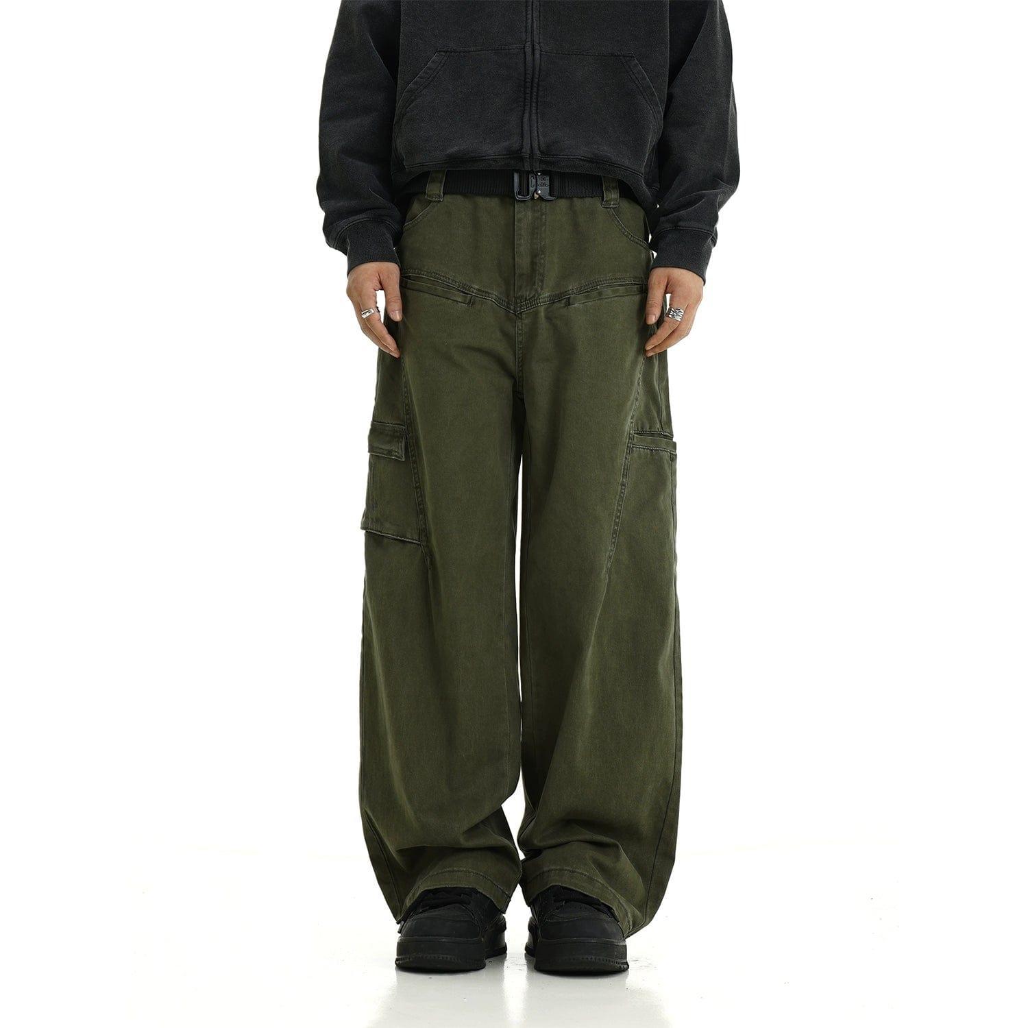 Trendy American Retro Washed Wide-Leg Cargo Logging Pants Product Image