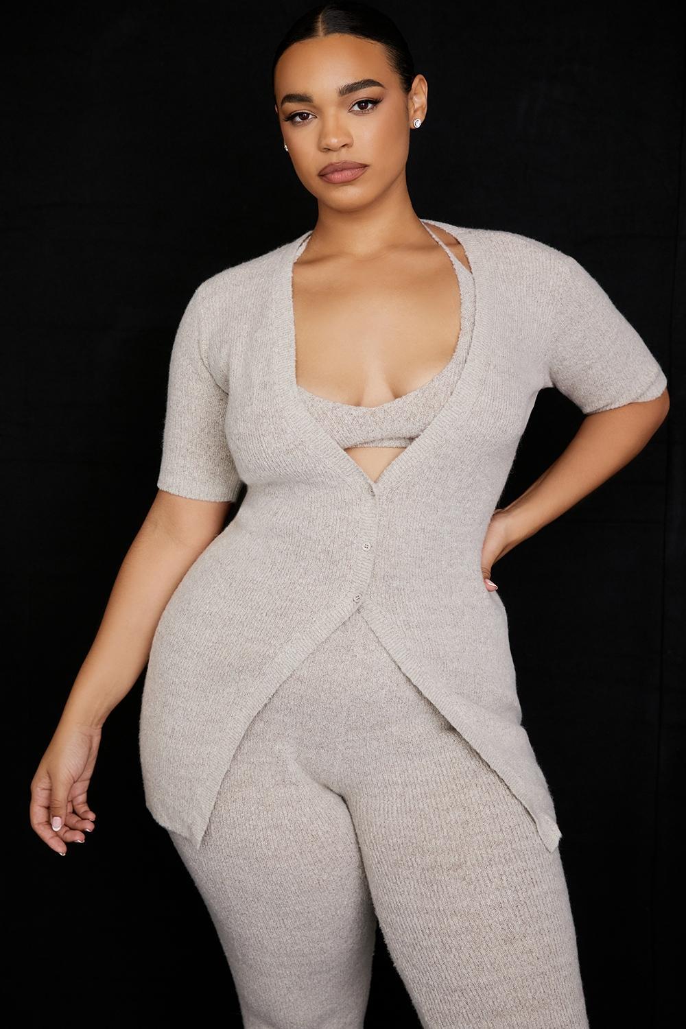 Opal  oatmeal ribbed knit cardigan - sale Product Image