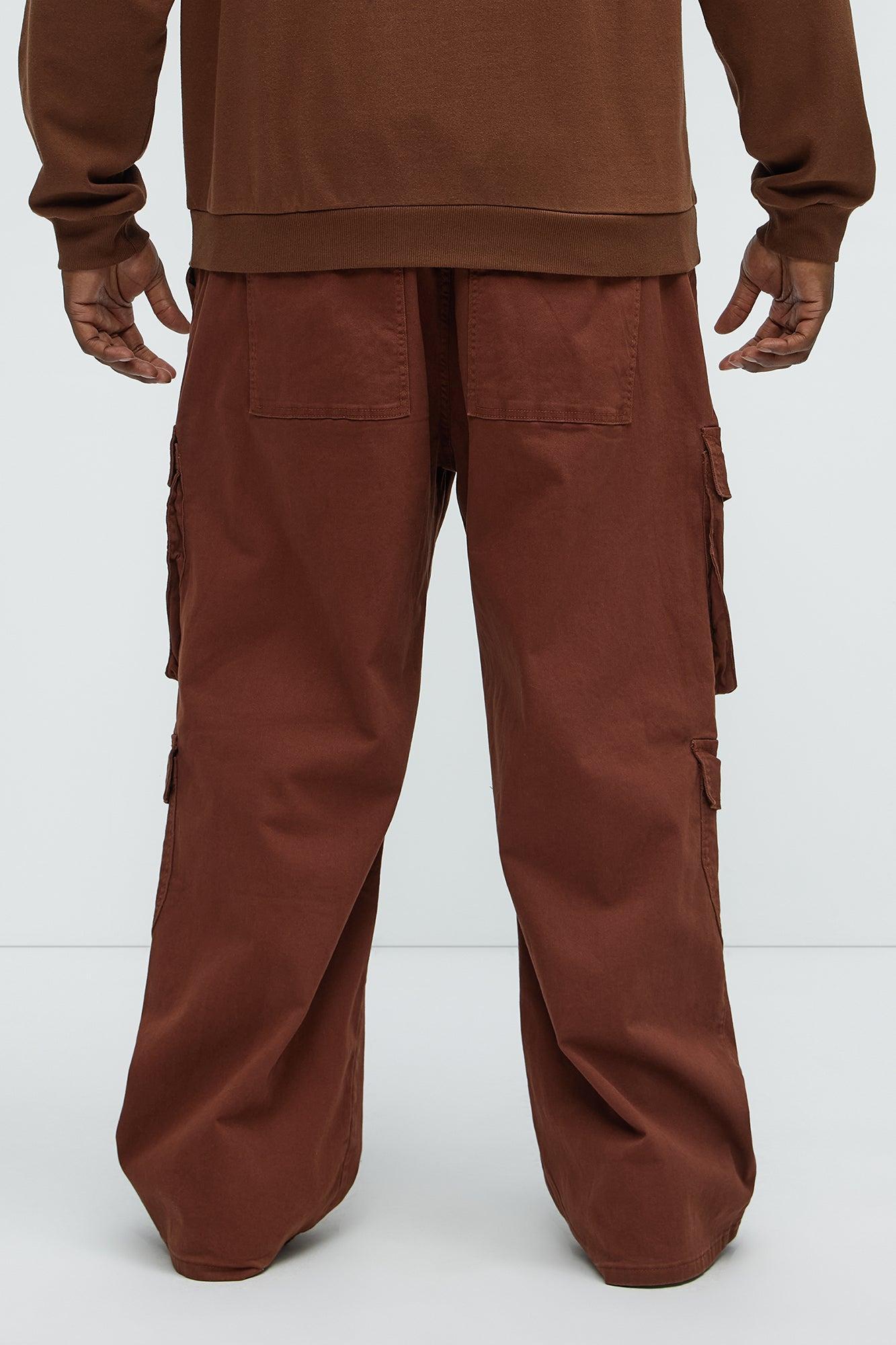 Exposed Zip Tech Cargo Pants - Brown Product Image
