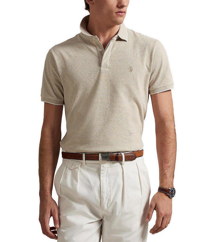 Polo Ralph Lauren Classic Fit Stripe Tipped Stretch Mesh Short Sleeve Polo Shirt Product Image