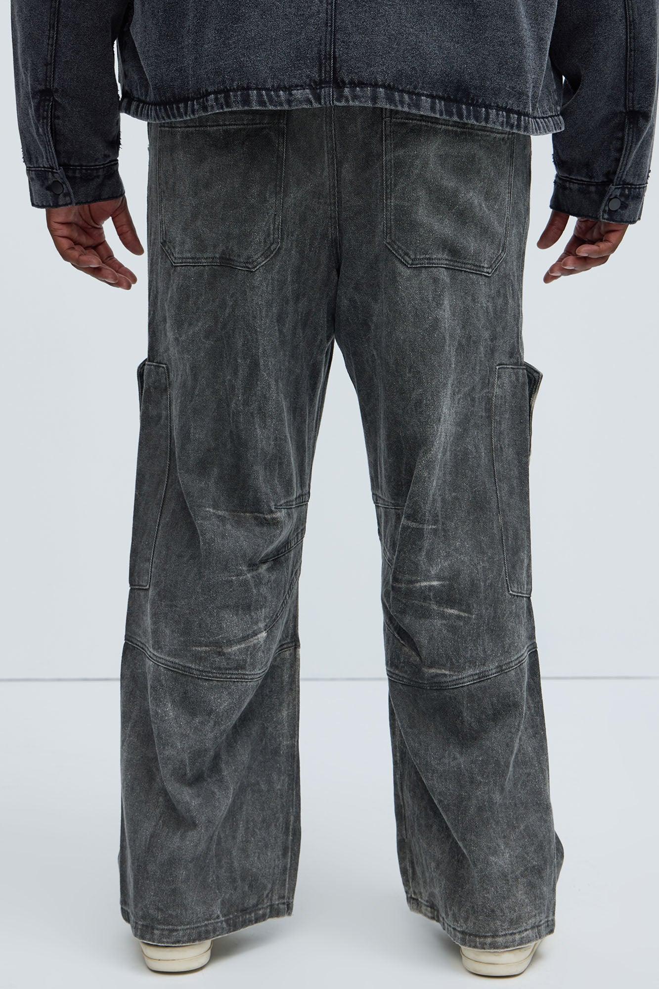 Overdyed Utility Baggy Cargo Pants - Grey Product Image