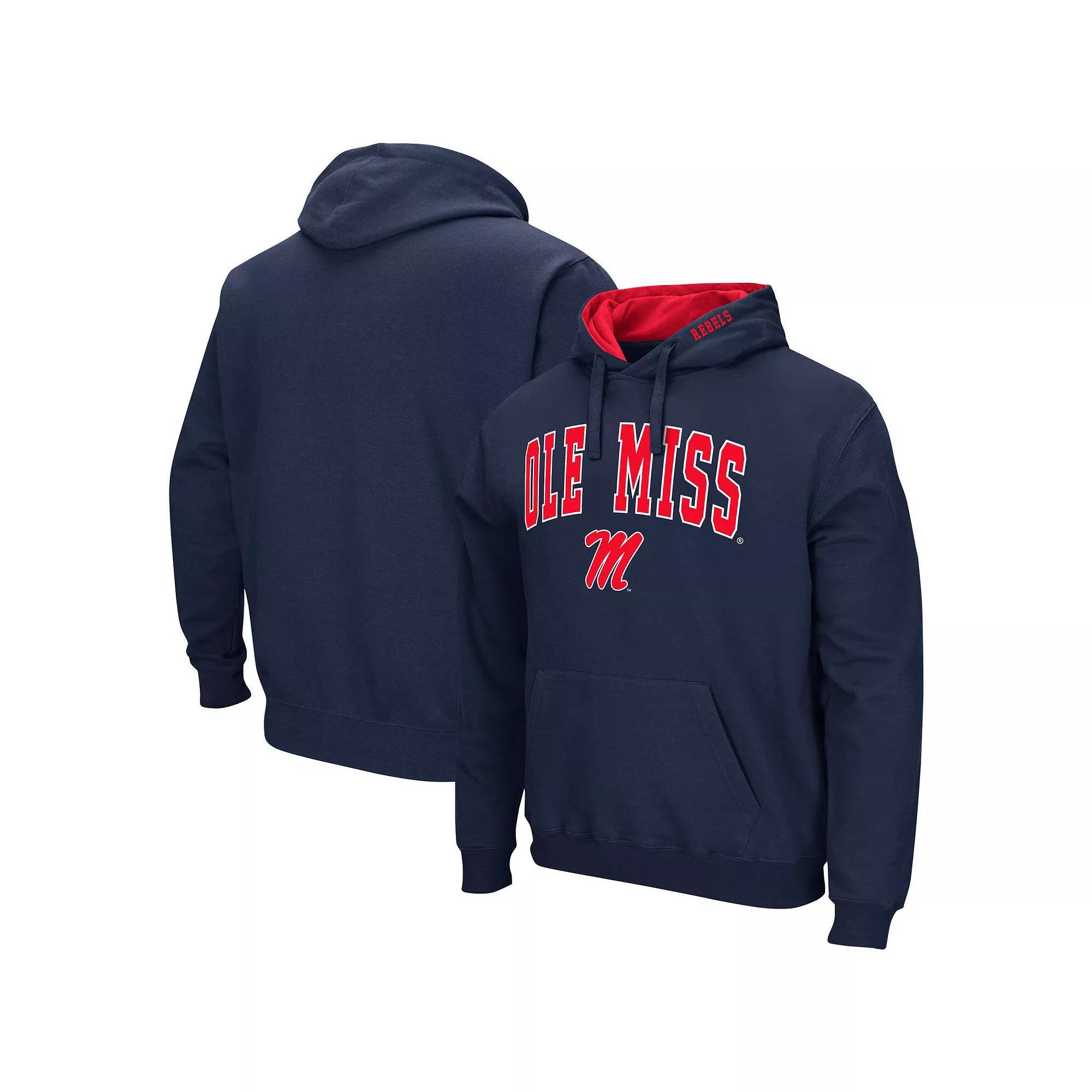 Men's Colosseum Navy Ole Miss Rebels Arch & Logo 3.0 Pullover Hoodie,  Product Image