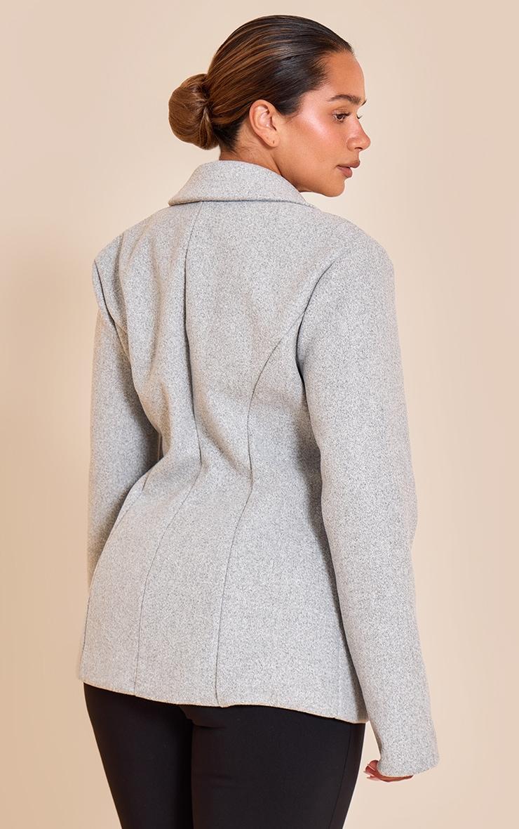 Shape Charcoal Wool Look Cinched Waist Blazer Product Image