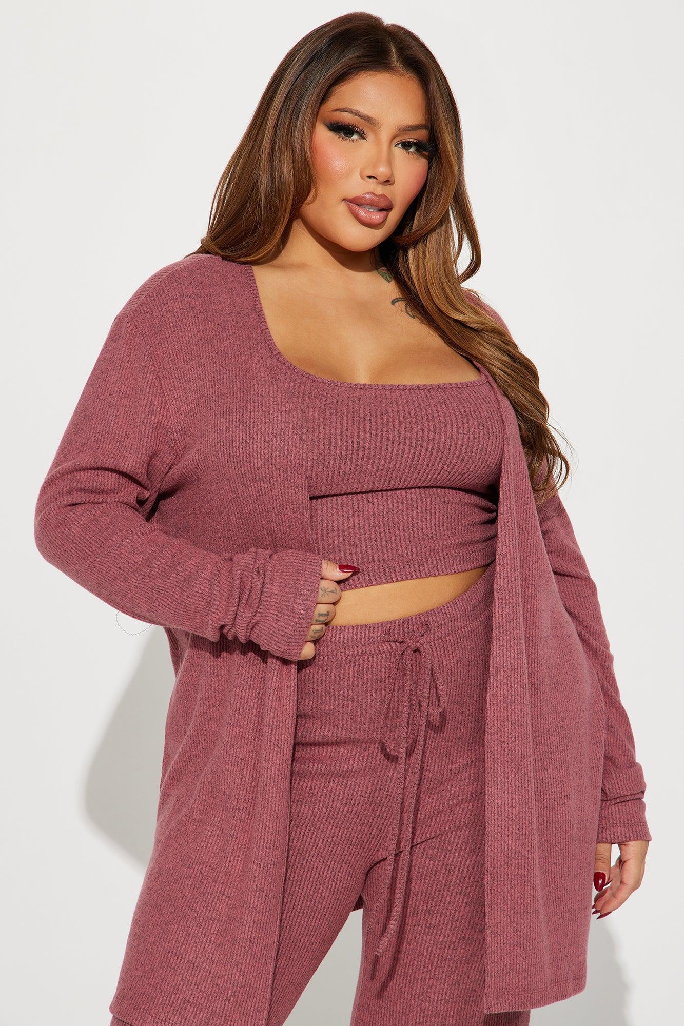 Calm N Cozy 3 Piece Pant Set - Mauve Product Image