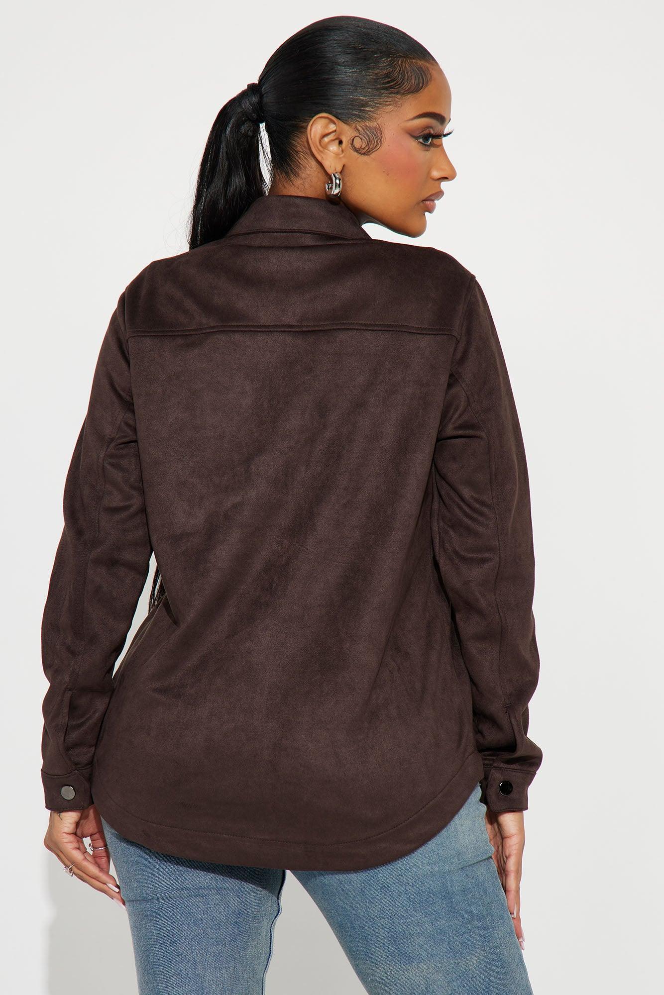 Sienna Faux Suede Shacket - Chocolate Product Image
