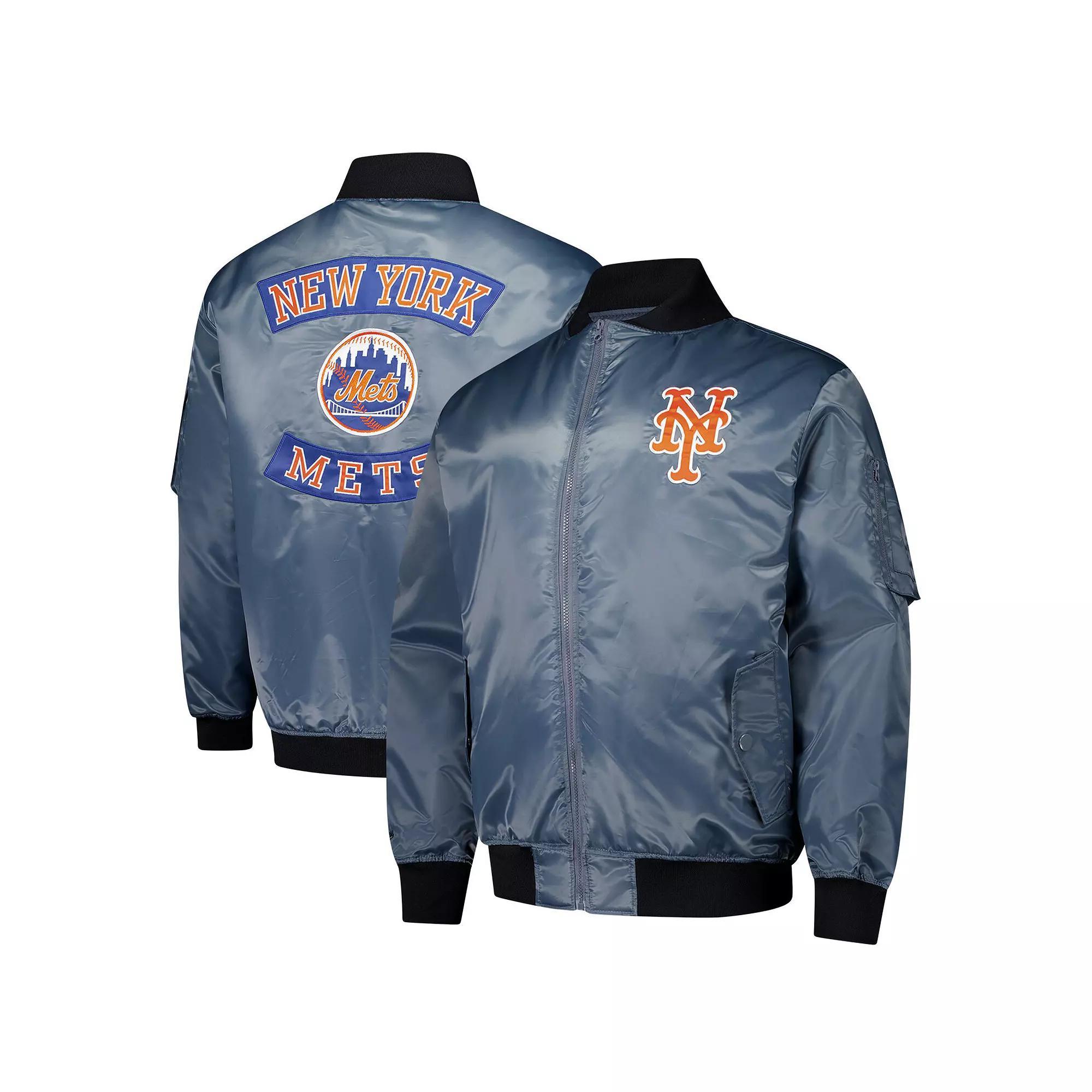 Men's Profile Charcoal New York Mets Big & Tall Full-Zip Bomber Jacket, Size: 5XB Product Image