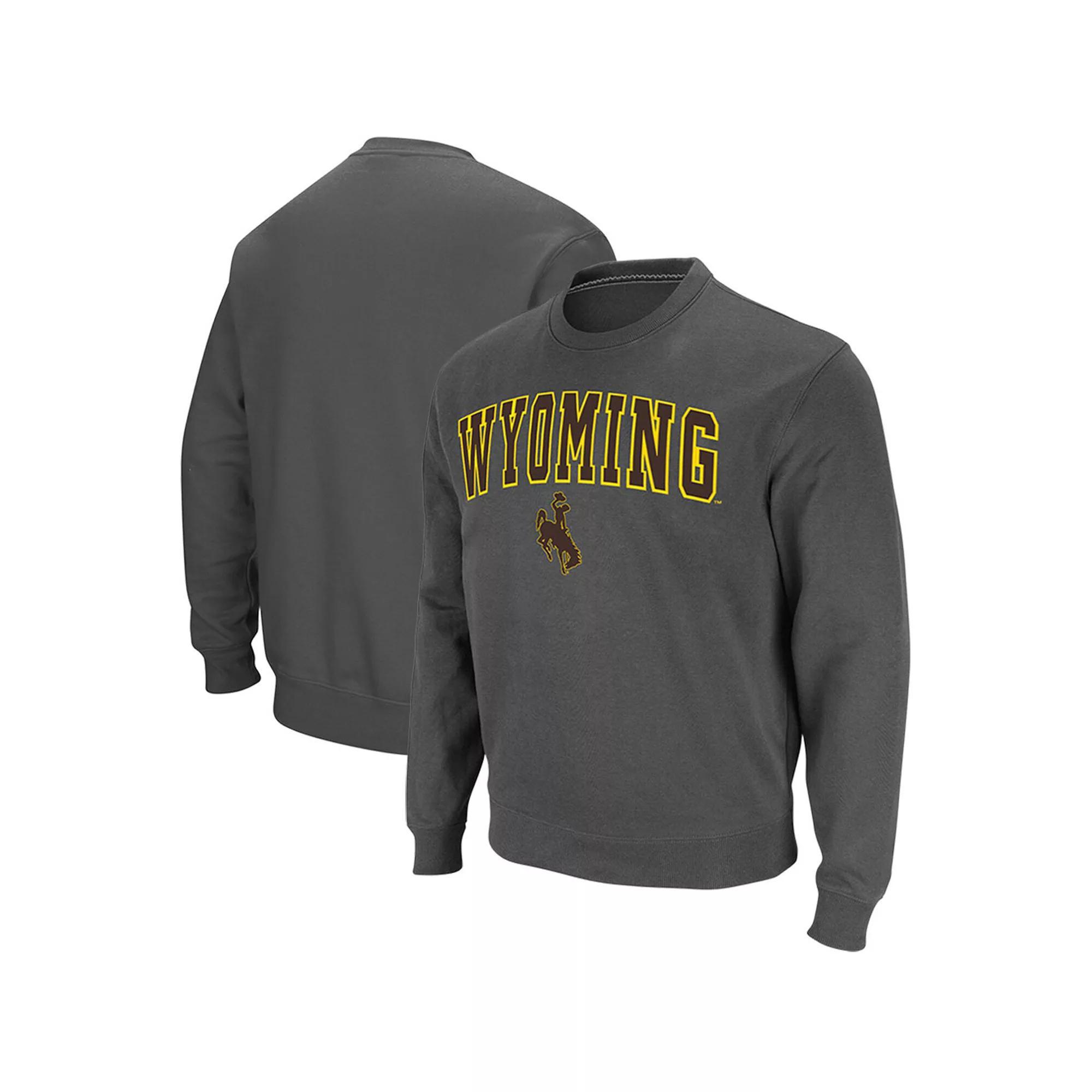 Men's Colosseum Charcoal Wyoming Cowboys Arch & Logo Tackle Twill Pullover Sweatshirt, Size: 3XL, Wyo Charco Product Image