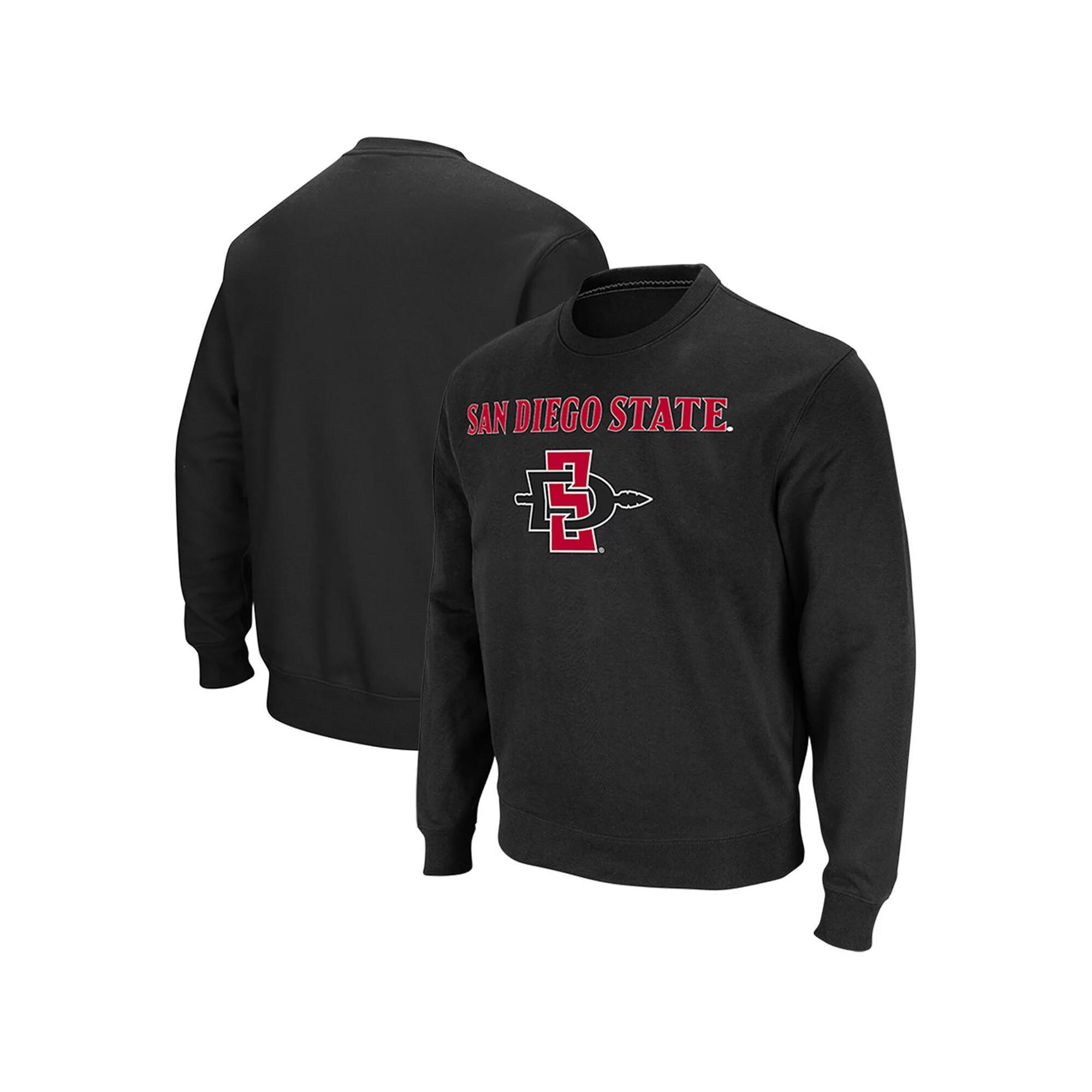 Men's Colosseum Black San Diego State Aztecs Arch & Logo Tackle Twill Pullover Sweatshirt, Size: 2XL, Sds Black Product Image