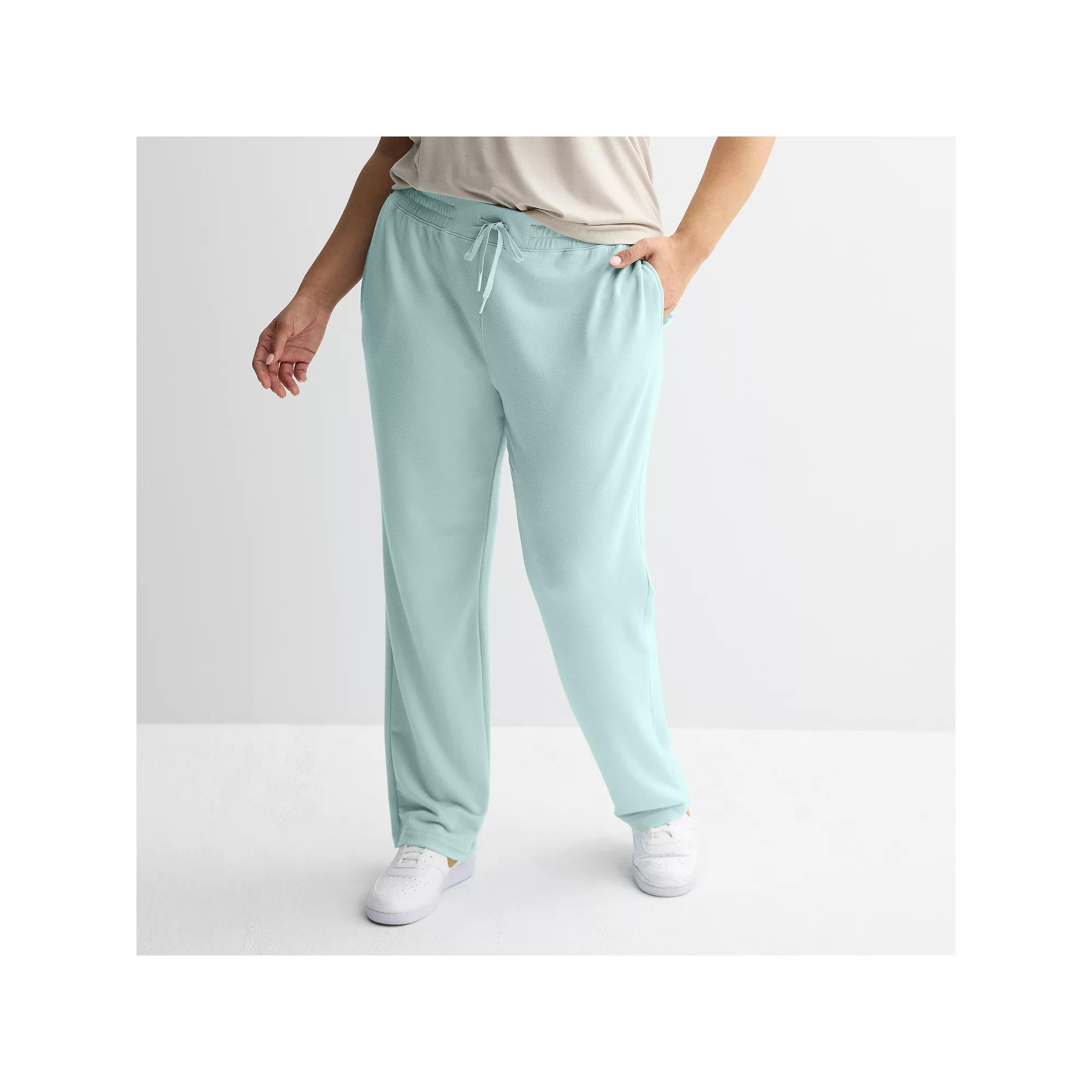 Plus Size Tek Gear® Straight Leg French Terry Pants, Women's, Size: 3XL, Hail Blue Product Image