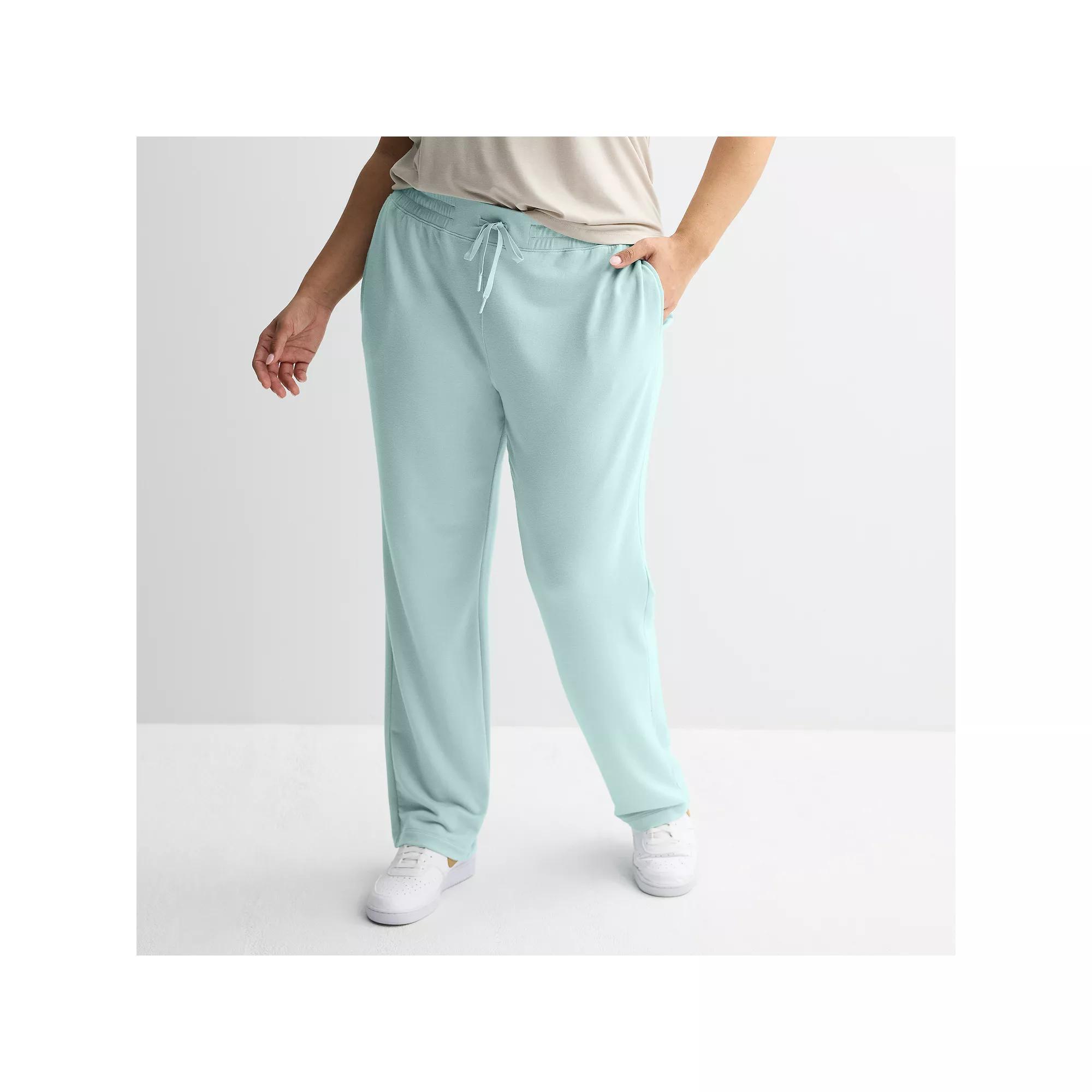 Plus Size Tek Gear® Straight Leg French Terry Pants, Women's, Size: 3XL, Hail Blue Product Image