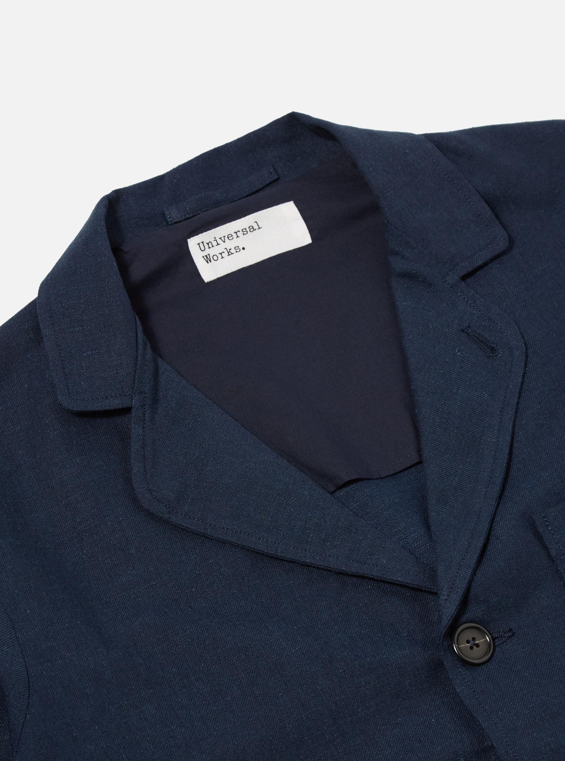Navy Lord Cotton Linen Three Button Jacket Product Image