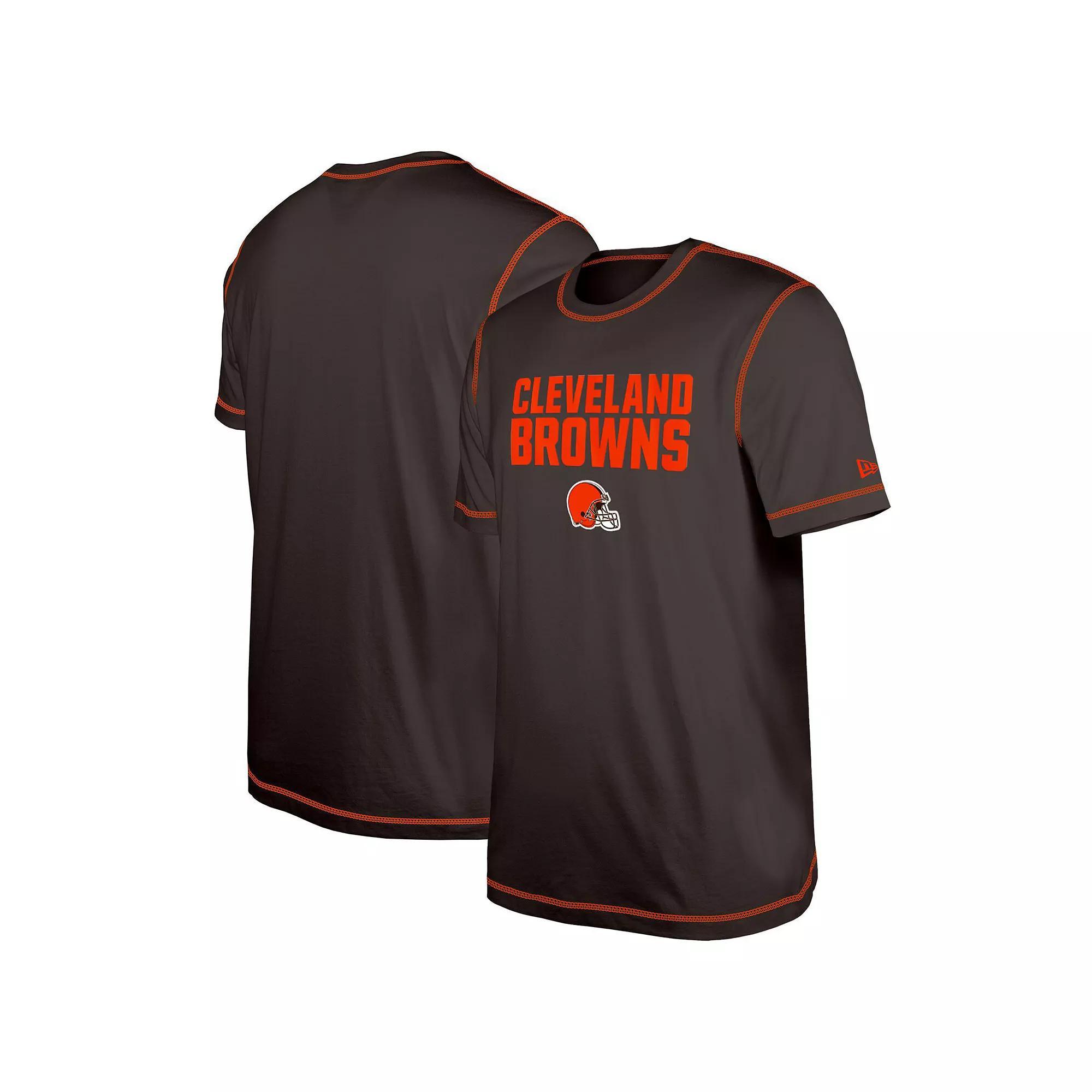 Men's New Era Brown Cleveland Browns Third Down Puff Print T-Shirt,  Product Image