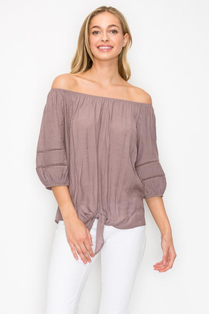 Tie Front Off Shoulder Top Product Image