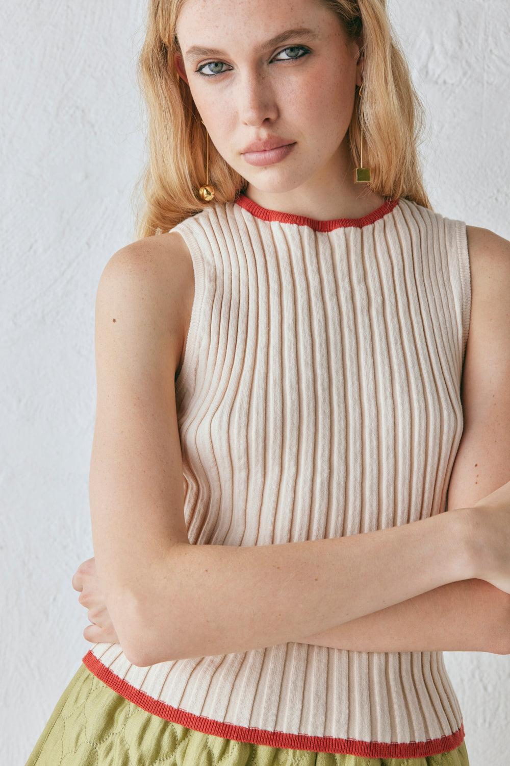 Devin Knit Top Cream Product Image